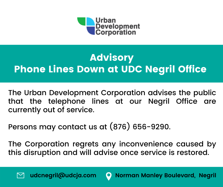 Advisory - Phone Lines Down at UDC Negril Office