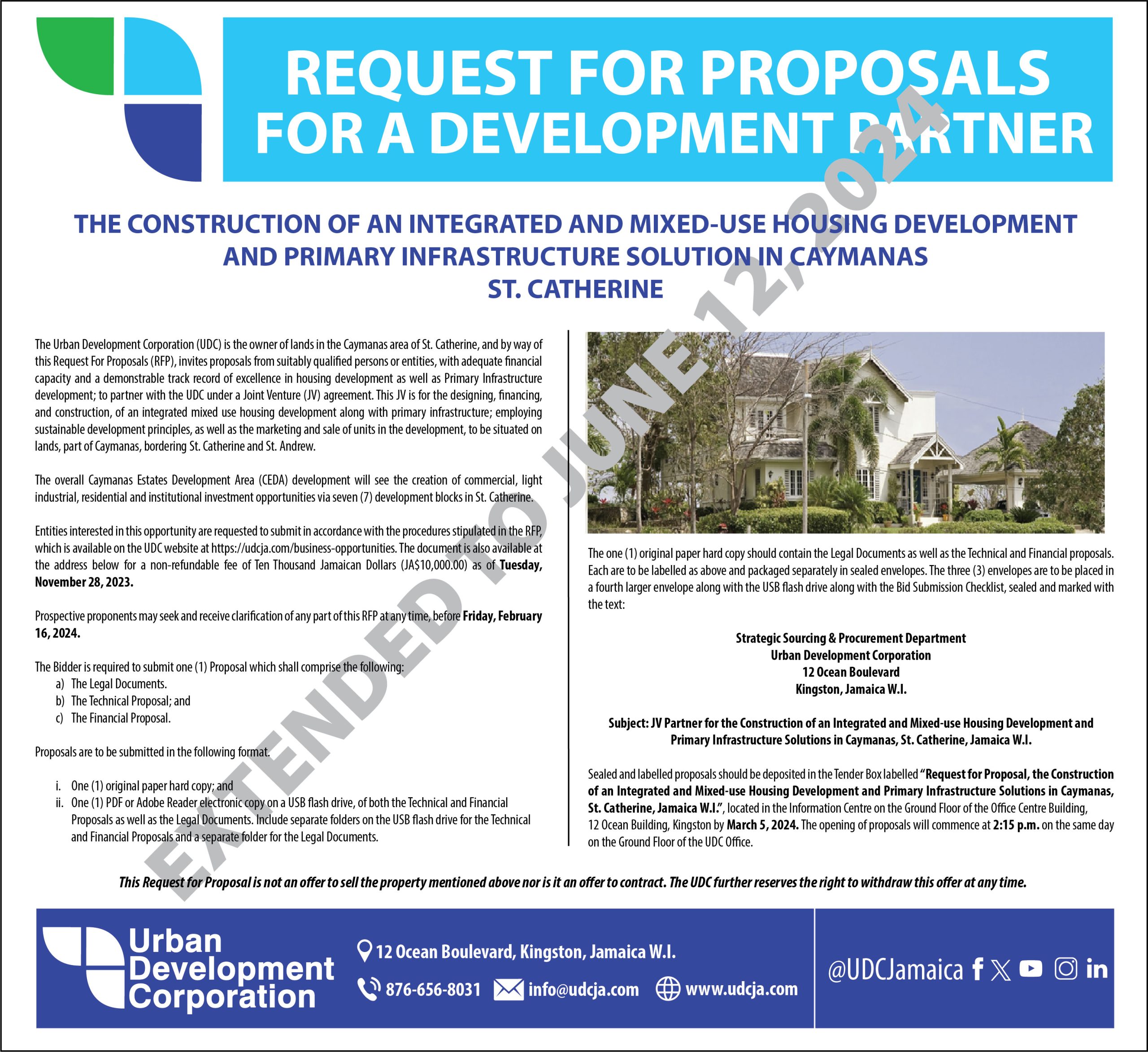 REQUEST FOR PROPOSALS FOR A JOINT PARTNER EXTENDED